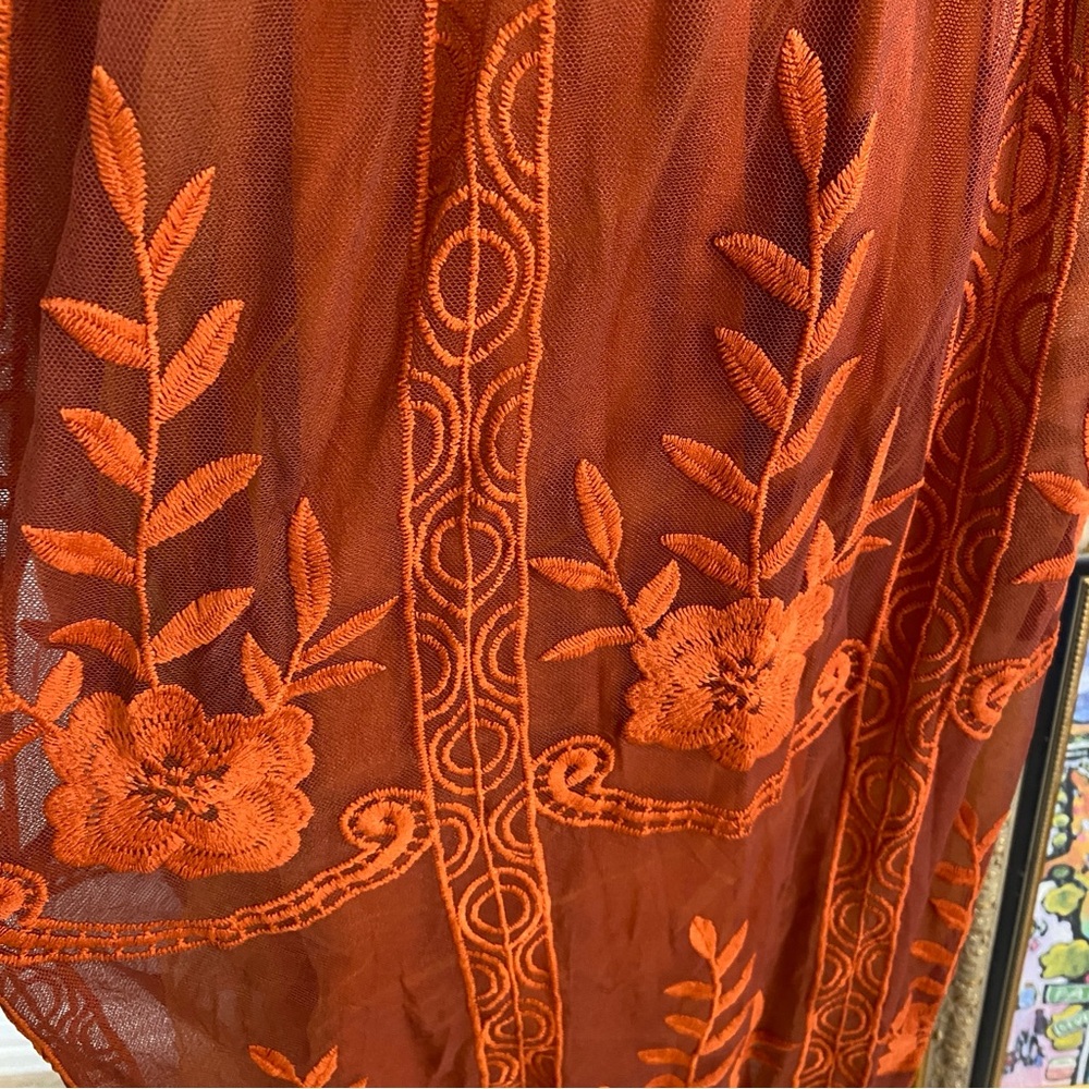 Baltic Born Leon‎ Off Shoulder Maxi Dress Rust Size Small Wedding Guest Tulle - Picture 5 of 13